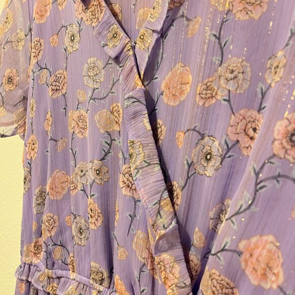 LC Lauren Conrad Flutter Floral Lined Midi Dress size Small Romantic Datenight - Picture 3 of 5